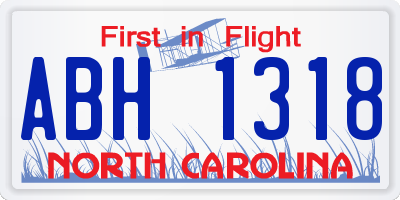 NC license plate ABH1318
