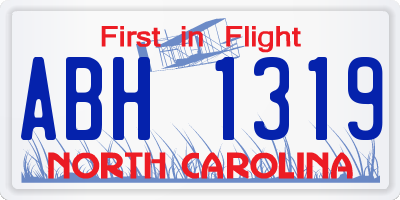 NC license plate ABH1319