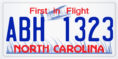 NC license plate ABH1323