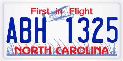 NC license plate ABH1325