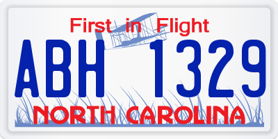 NC license plate ABH1329