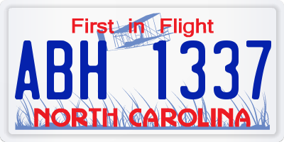 NC license plate ABH1337