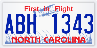 NC license plate ABH1343