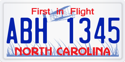NC license plate ABH1345