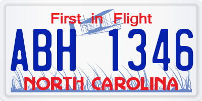NC license plate ABH1346