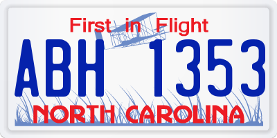 NC license plate ABH1353