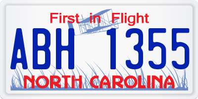 NC license plate ABH1355