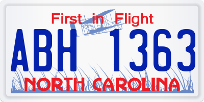 NC license plate ABH1363