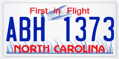 NC license plate ABH1373