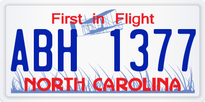 NC license plate ABH1377