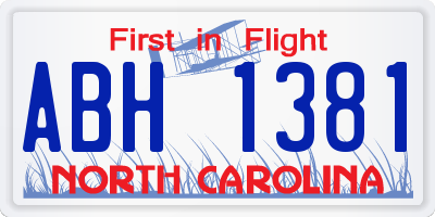 NC license plate ABH1381