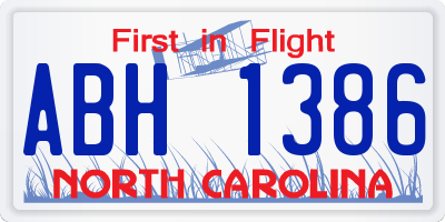 NC license plate ABH1386