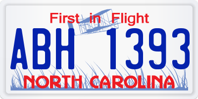 NC license plate ABH1393