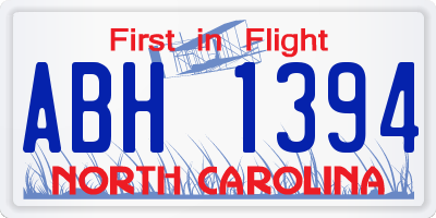 NC license plate ABH1394