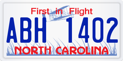 NC license plate ABH1402