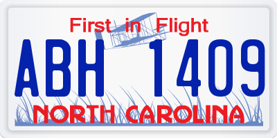 NC license plate ABH1409