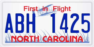 NC license plate ABH1425