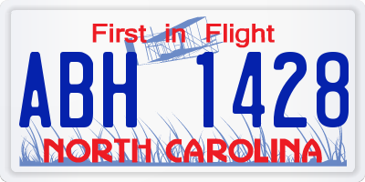 NC license plate ABH1428