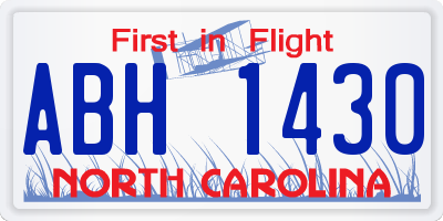 NC license plate ABH1430