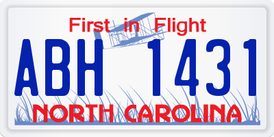 NC license plate ABH1431