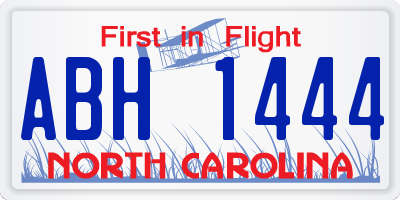 NC license plate ABH1444