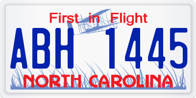 NC license plate ABH1445