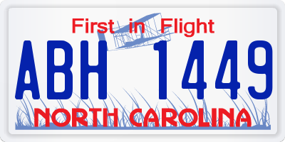 NC license plate ABH1449