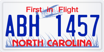 NC license plate ABH1457