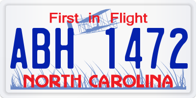 NC license plate ABH1472