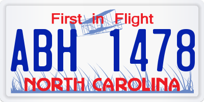 NC license plate ABH1478