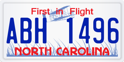 NC license plate ABH1496