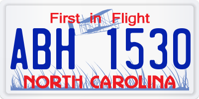 NC license plate ABH1530