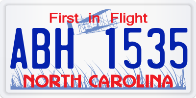 NC license plate ABH1535