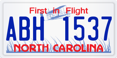 NC license plate ABH1537