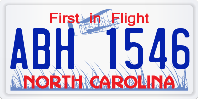 NC license plate ABH1546