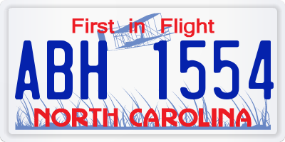 NC license plate ABH1554