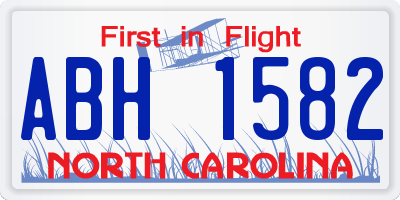 NC license plate ABH1582
