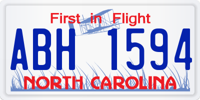 NC license plate ABH1594