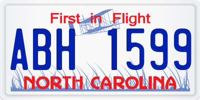 NC license plate ABH1599