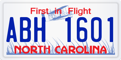 NC license plate ABH1601