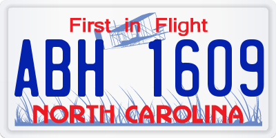 NC license plate ABH1609