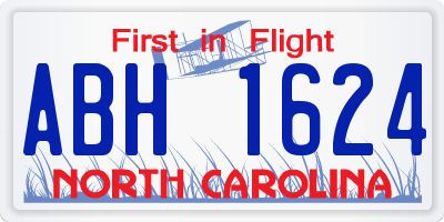 NC license plate ABH1624