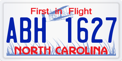 NC license plate ABH1627