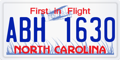 NC license plate ABH1630