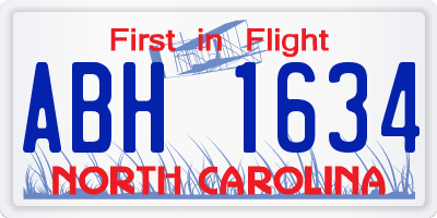 NC license plate ABH1634