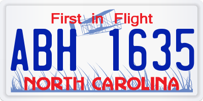 NC license plate ABH1635