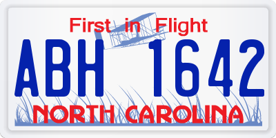NC license plate ABH1642