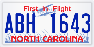 NC license plate ABH1643