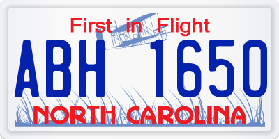 NC license plate ABH1650