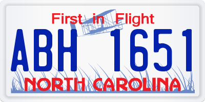 NC license plate ABH1651